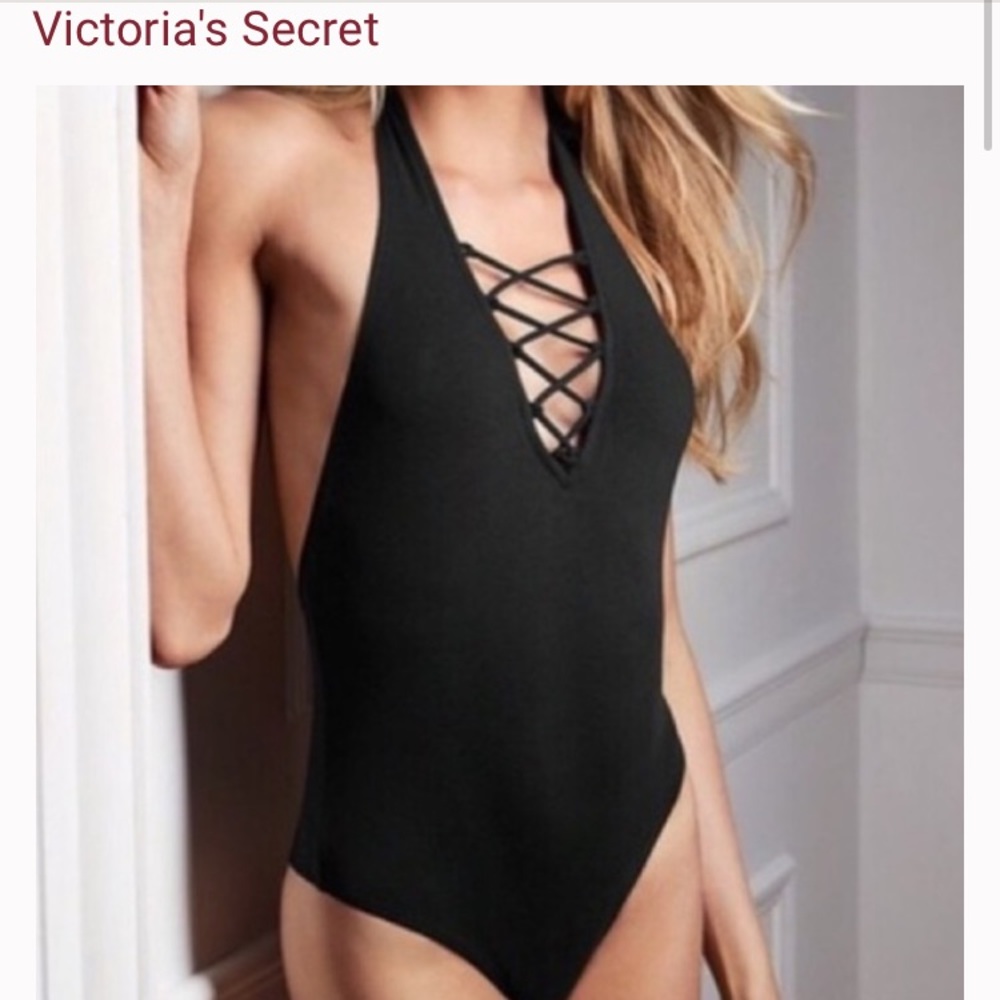 Victoria’s Secret lace up bodysuit black size XS